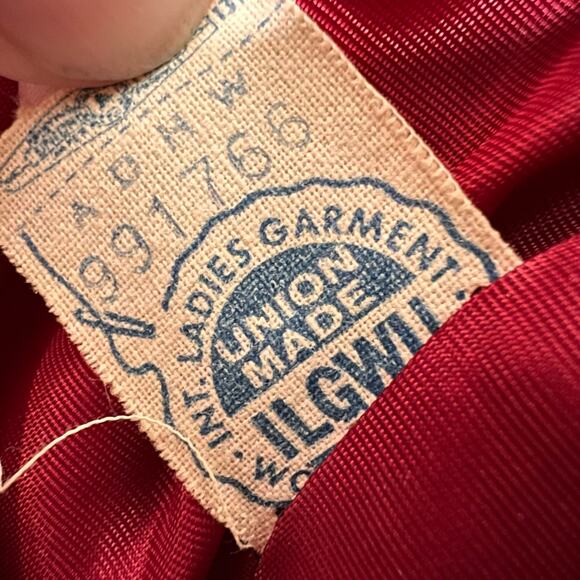 Vintage 60s Size Small Maroon Red Mod Pea Wool Coat Jacket Double Breast - Picture 9 of 12